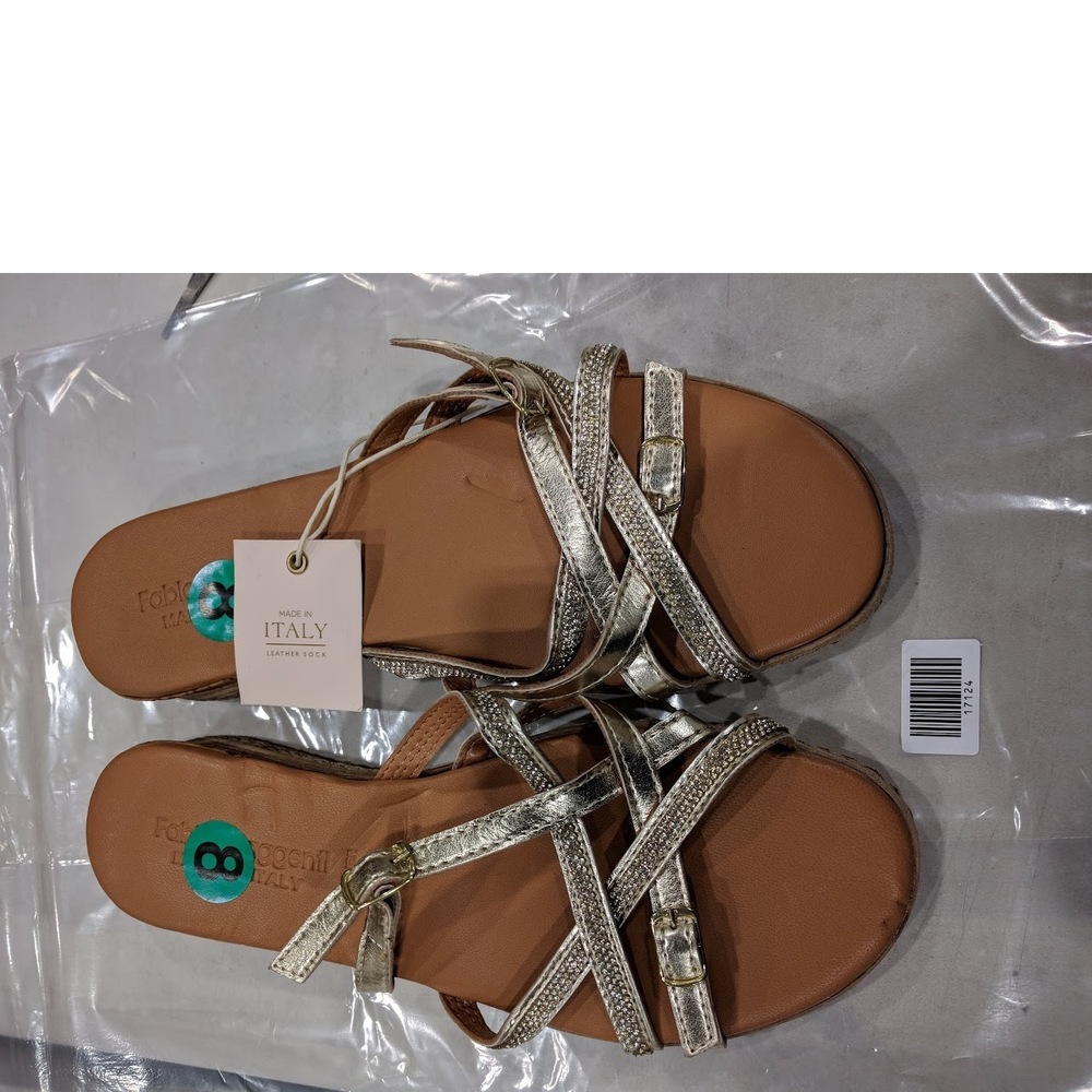 Fabio Maggenti Women's Strappy Slide Sandals , Metallic Gold , 8